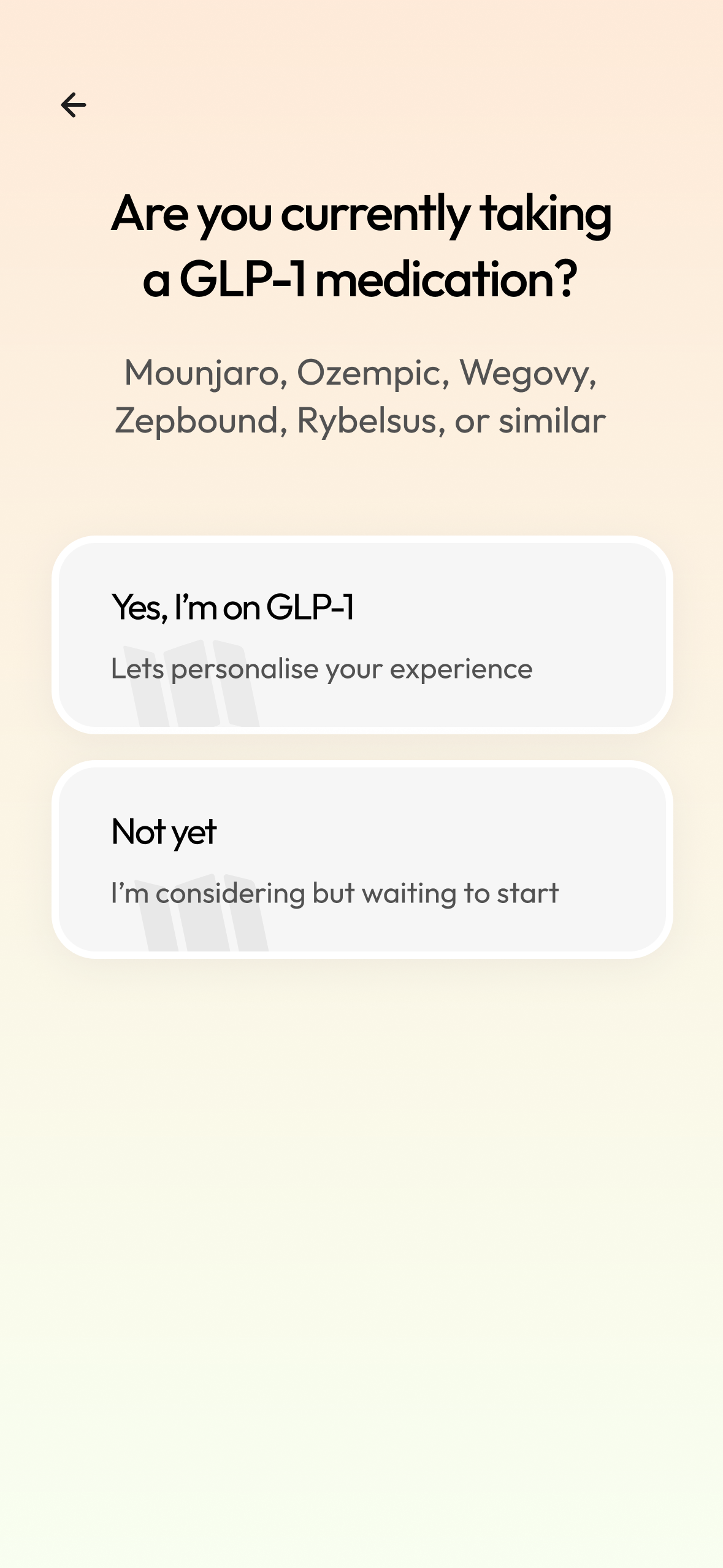 GLP-1 medication selection screen in ProgressRx